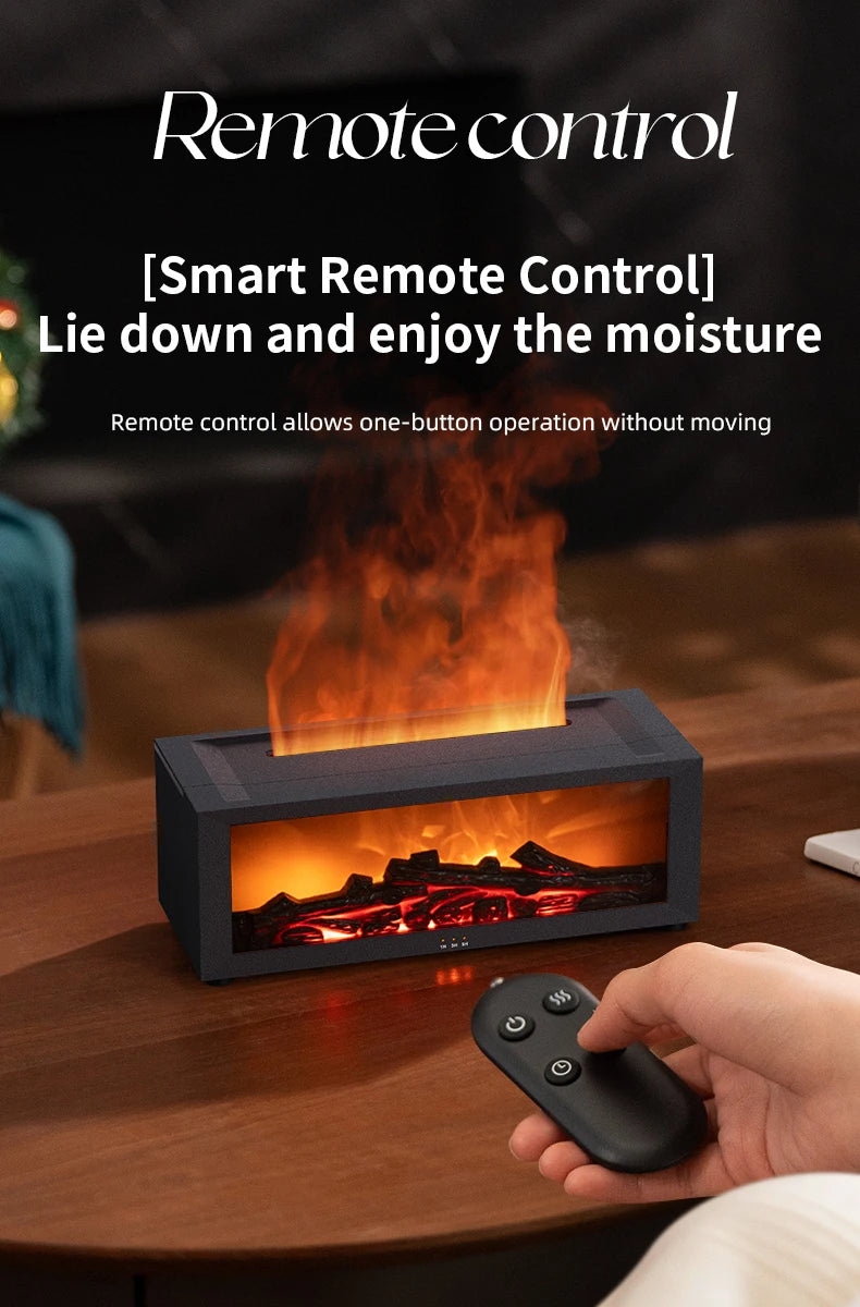 Fireplace Aroma Diffuser 150ml 7 Color Flame With Remote Control Cool Mist Humidifier Auto ShutOff Timer For Home Office