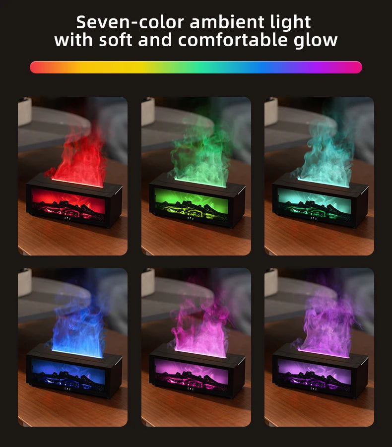 Fireplace Aroma Diffuser 150ml 7 Color Flame With Remote Control Cool Mist Humidifier Auto ShutOff Timer For Home Office