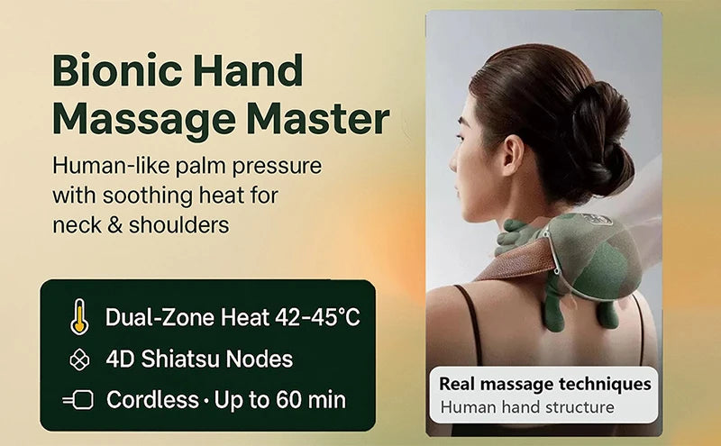 2025 Bionic Neck Shoulder Massager N7 Kneading Massager Shawl 3-Level Modes Neck Cervical Waist Leg Body Muscles Massage Pillow