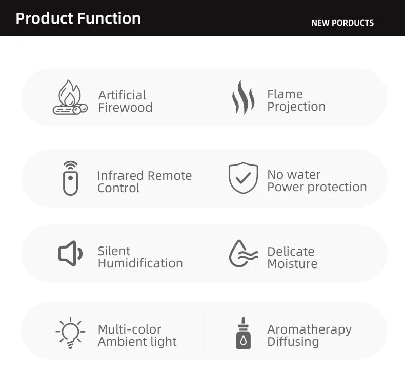 Fireplace Aroma Diffuser 150ml 7 Color Flame With Remote Control Cool Mist Humidifier Auto ShutOff Timer For Home Office