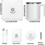 Self Stirring Coffee Mug 12.2 Oz, Electric Mixing Cup with Magnetic Stirrer & Anti-Sedimentation, Rechargeable Travel Mug for Coffee, Milk, Hot Cocoa (White)